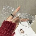 Contrast Square Big Frame Plano Women Overseas Influencer Style Blue-Light Glasses Simple Versatile Bare Face Glasses Frame