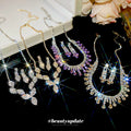 EU/US Import Exquisite Rhinestone Teardrop Fringe Stud Earring Necklace Set Fashionable Clavicle Chain Light Luxury Premium Necklace