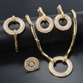 Overseas Bead Gem Light Luxury Rhinestone Activity Round Band Slub Necklace Bracelet Set Earrings Ring Set ins Banquet Jewelry