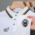2025 summer pique ice mercerized cotton lapel men's casual short sleeve polo shirt men's embroidered