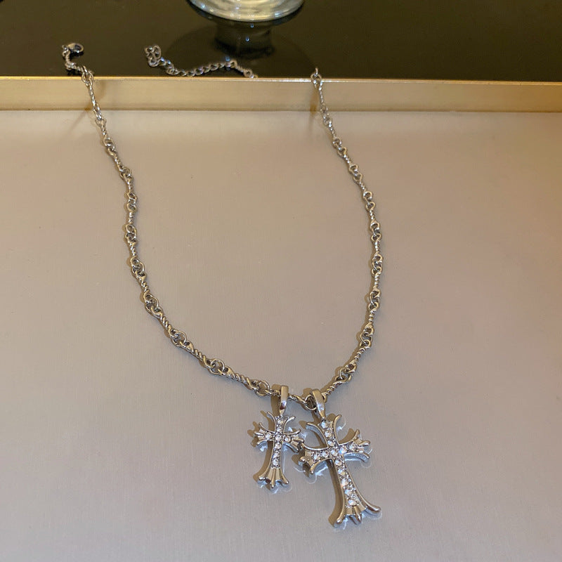 Silver-Tone Metal Cross Layered Necklace - view 11