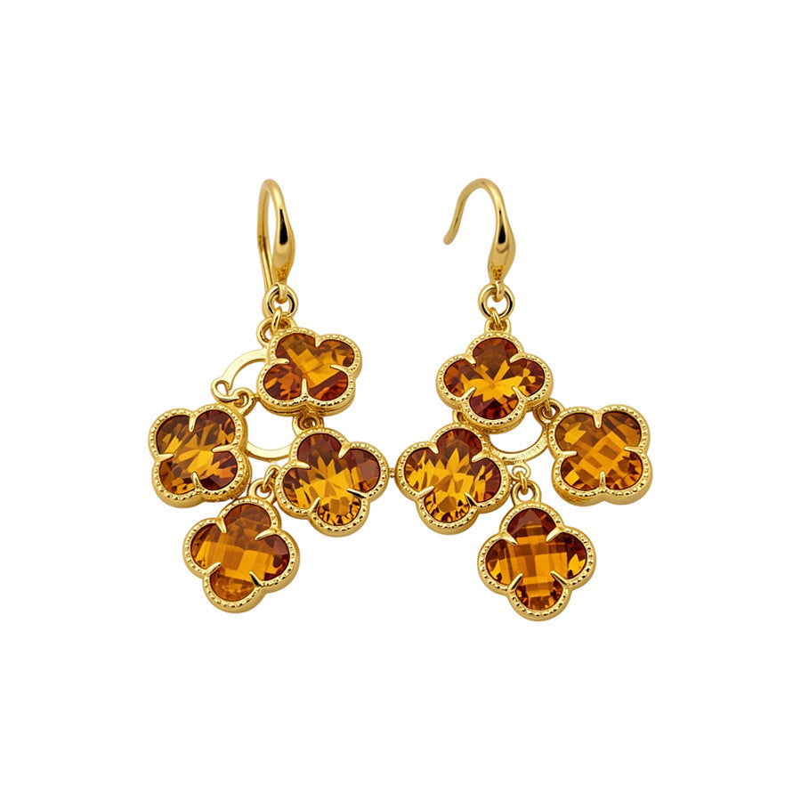 French Zircon Flower Tassel Hook Earrings - view 5