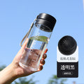 运动水杯批发户外大容量磨砂透明塑料水杯便携提绳带茶漏杯子定制