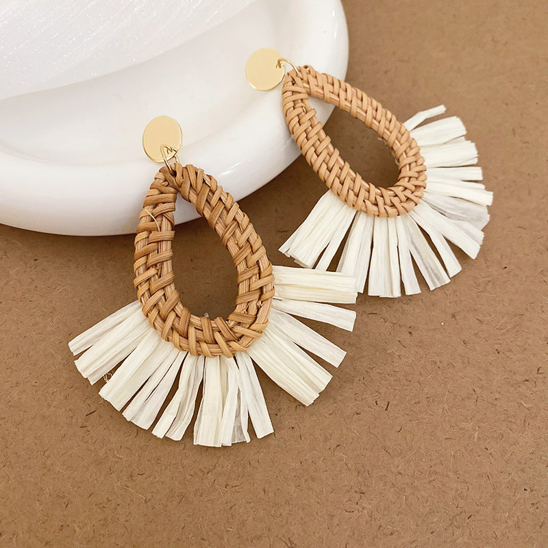 Bohemian Woven Straw Statement Earrings - view 11