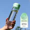运动水杯批发户外大容量磨砂透明塑料水杯便携提绳带茶漏杯子定制
