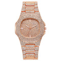 Western Hip-Hop Motif Fashionable Full Diamond Unisex Watch Square Large Gold Watch Fashionable Trendy Steel Band Quartz Watch