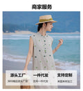 Pure Linen Embroidered Stand Collar Dress, Washed Soft Literary Style