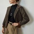 Fall Casual Long Sleeve Lapel Collar Plaid Fitted Set