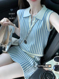 Summer Chanel-Style Fashion Striped Skirt + Top 2-Piece Set