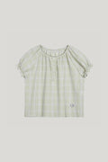 Summer Korean Puff Sleeve Plaid Shirt