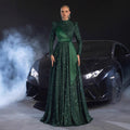 Sequin and Satin Party Gown - Creative Cocktail Graduation Prom Long Dress
