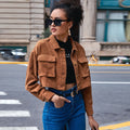 Women's Fall-Winter Casual Long Sleeve Lapel Collar Jacket 2026 - Brown