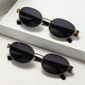 Fashionable Western New Metal Oval Round Women Premium Sun-Proof Glasses Men Overseas Retro Sunglasses