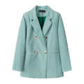 Women's Fall Korean School Loose Blazer + Top 2026 | Casual Blouse - Houndstooth Pants