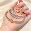 Western Trendy Clover Bangle Fashionable Burst Sparkle Cubic Zirconia Flower Hand Jewelry Starry Sky Design Premium Bracelet Women