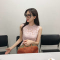 Lin Chiling Style Pink Lace Sleeveless A-Line Dress