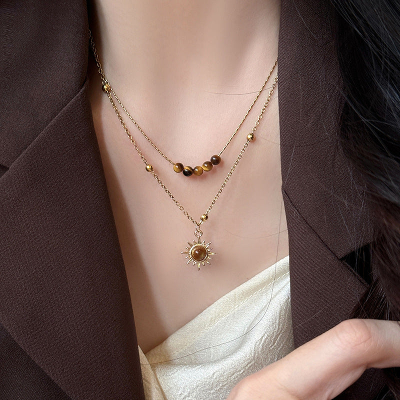 Vintage Oval Tiger's Eye Pendant Necklace - view 9