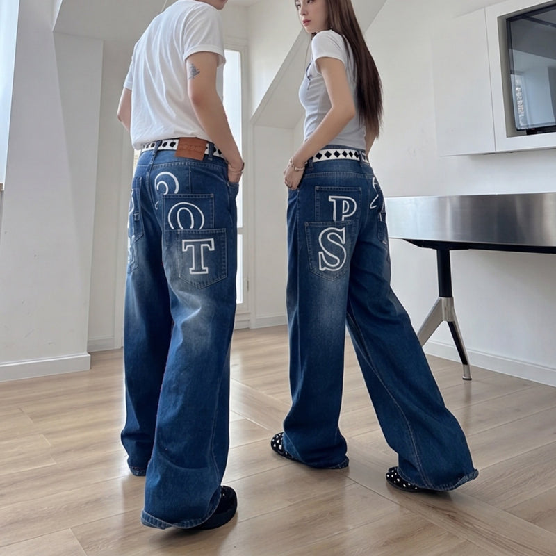 Slimming Versatile Printed Loose Wide Leg Straight Leg Pants
