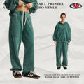 AR Men's American Retro Fleece 430G Washed Distressed Batik Curved Leg Pants