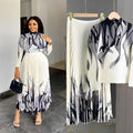 Fashion Elegant Printed Pleated Skirt 2-Piece Set