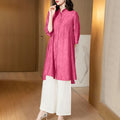 Summer Ethnic Fashion Plus Size Tencel Linen Cotton Loose Long Wide Leg Pants + Shirt 2-Piece Set