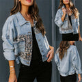 Women's Fall-Winter Long Sleeve Patchwork Leopard Jacket 2026 | Trendy Jacket - Blue