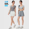 yunsen big pocket shorts women's high waist drawstring versatile casual sports pants slimming fitnes