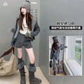 Girls' Polka Dot Knit Hoodie Zip Jacket Set
