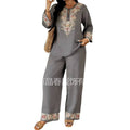 Women's Ethnic Long Sleeve Lace Trim Set 2026 | 2 Piece Outfit Set - White