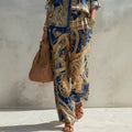 Casual Fashion Long Sleeve Printed Wide Leg Pants + Shirt 2-Piece Set