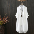 Women's Summer Fashion Versatile Striped Loose Mid-Length Long Cardigan + Sun-Protect - White