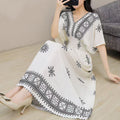 Women's Chinese French Short Sleeve V-Neck Printed Dress + Skirt 2026 - 1-1#