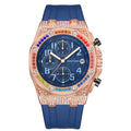 PINTIME Men Watch Colorful Crystal Rubber Berry Multifunction 6 Hand Date Watch Men Niche Waterproof Quartz Watch