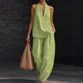 Women's Summer Casual Fashion Sleeveless Loose Wide Leg Pants 2-Piece Set 2026 - Black