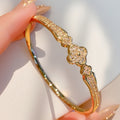 New Simple Bangle Four Leaf Clover Mini Set Crystal Western Light Luxury Trendy Bangle Crystal Lucky Flower Bracelet Hand Jewelry Item