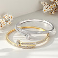 Overseas Pro Supply Stud Full Diamond Bangle Women Premium Personality Light Luxury Copper Bracelet Classic Fashionable Open End Bangle