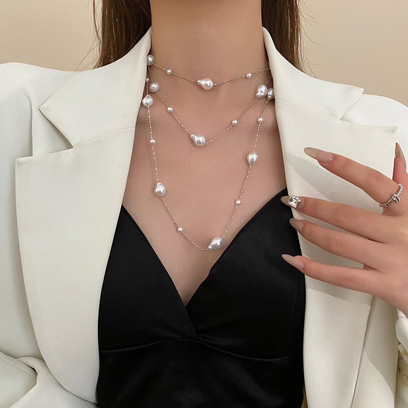 French Vintage Camellia Pearl Necklace - view 4