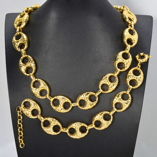Western Statement Necklace Bracelet Set New Trendy Press Pattern Pig Nose Style Hip-Hop Overseas Wholesale Premium
