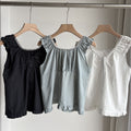 Summer Korean Slimming Mesh Sleeveless V-Neck Patchwork Plaid Shirt
