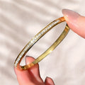 New Hot Sale Sparkling Square Candy Row Crystal Bangle Starry Sky Copper Coated 18K Gold Dazzling Sparkly Cubic Zirconia Bracelet