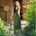 Green Plaid Camisole Backless Fitted Long Dress, 2026