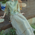 Women's Summer New Chinese Zen Qipao Dress + Hanfu Dress + Dress 2-Piece Set 2026 - Top + Skirt