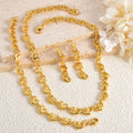 Overseas Middle East Jewelry Gold Heart Pig Nose Necklace Bracelet Set Earrings 3-Piece Set Niche Design Versatile