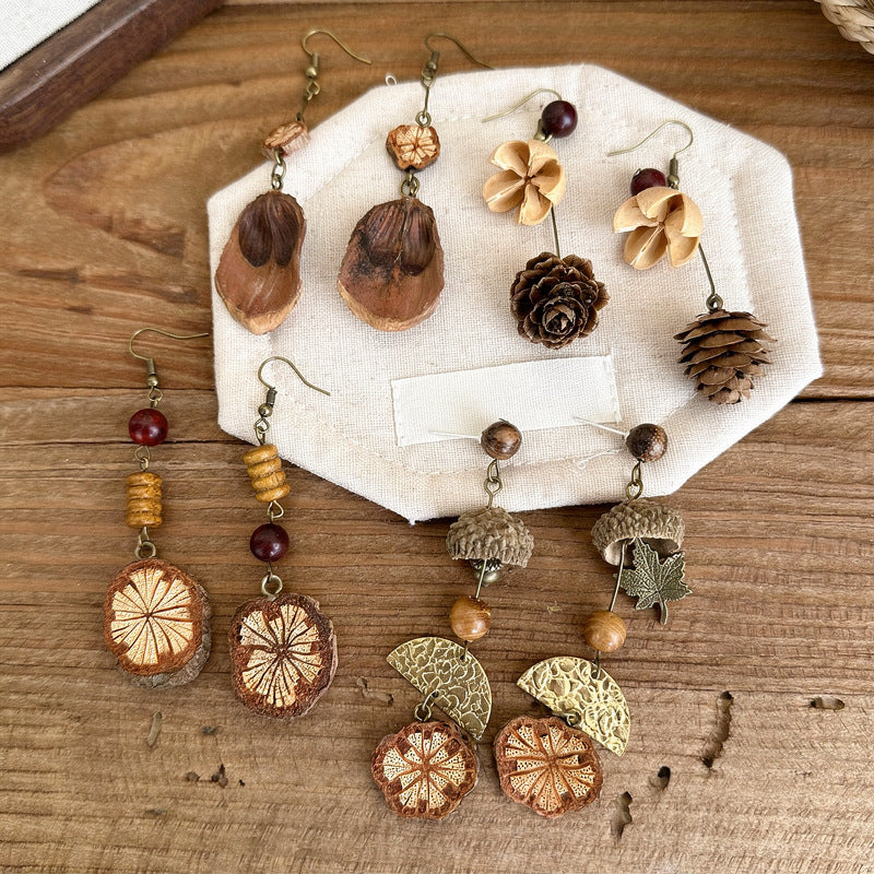 Vintage Fruit Bead Tassel Statement Earrings - view 2