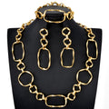 Overseas Fashionable OL Twist Chunky Chain Mobius Necklace Bracelet Set Earrings Set Western Simple Coated 18k Gold