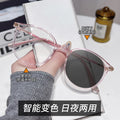 Overseas Light-Changing Prescription Glasses Women Blue-Light Glasses Fashionable Oval Round Bare Face Influencer Turn Grey Plano