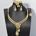 18K Gold Full Diamond Teardrop Necklace Bracelet Set Earrings Ring India Wedding Women Set Fashionable Versatile