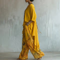 In Stock 2026 Solid Casual Top + Wide Leg Pants Two-Piece Set