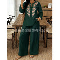 Women's Ethnic Long Sleeve Lace Trim Set 2026 | 2 Piece Outfit Set - White