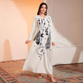 V-Neck Floral Print Maxi Dress - Elegant Large Hem Summer Dress Women